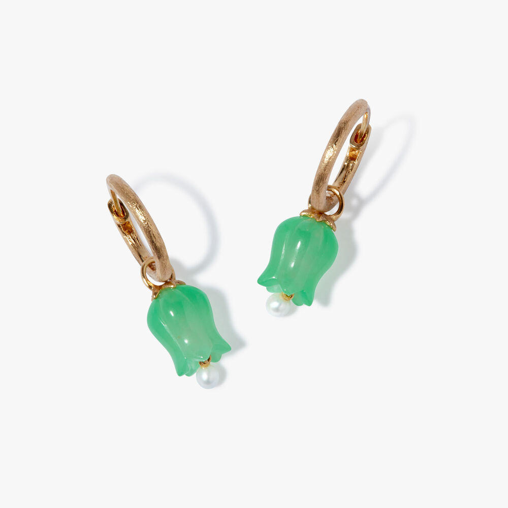 Tulips 18ct Yellow Gold Jade Hoop Earrings | Annoushka jewelley